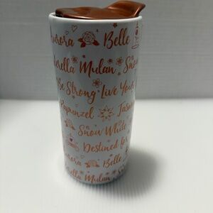 Disney Parks Tall Princess Names Travel Tumbler Ceramic Mug Rose Gold Signature